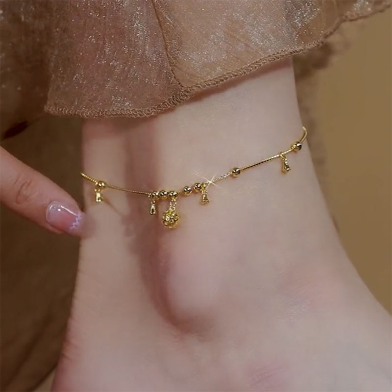 Niche Design Bell Anklet with a Light Luxury and High-End Feel, Titanium Steel Anklet, Sexy and Non-Fading, Ins Minimalist Style Foot Chain