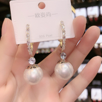 925 sterling silver needle Korean simple pearl earrings womens temperament long atmospheric earrings 2020 new trendy earrings