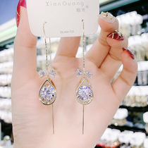 Advanced sense geometric tassel earrings long water drop anti-drop ear thread temperament personality face thin versatile Net red ear ornaments