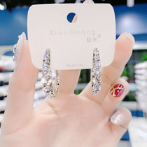 Korean temperament personality drill high Sense C ring earrings 2020 New Tide temperament cold wind Net red ear jewelry