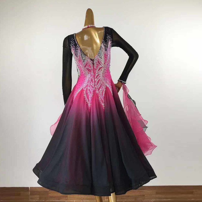 Morden Dance Competition Dress Nepotism Waltz Performance Dress National Mark Dance Competition Dress Social Dance Large Pendulum Plus Drill Skirt