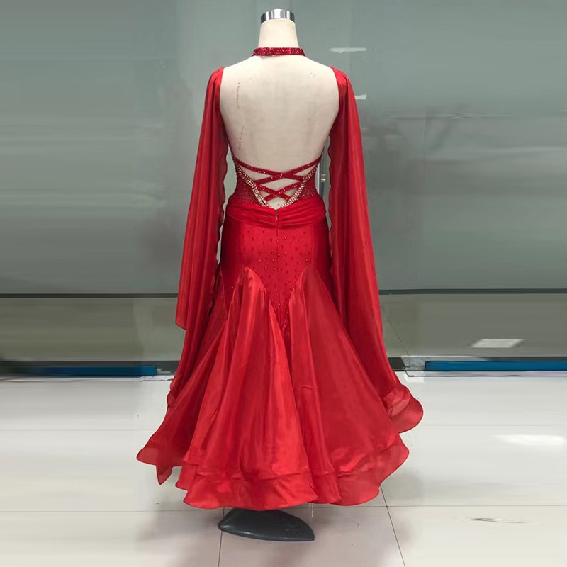 Imported snow textile Modern dance show imitation of au drilling national dance show to the waltz competition skirt friendly dance examination