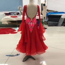 Imported chiffon ballroom dance costumes imitation diamond national standard dance costumes ballroom dance costumes