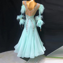 Imported chiffon big swing skirt modern dance competition skirt national standard dance imitation Austrian diamond waltz performance costume ballroom dance art test