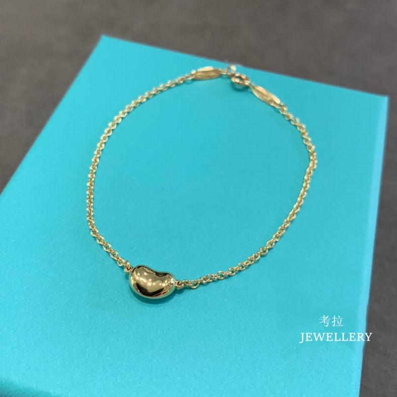 Hong Kong Silver Bean Bracelet for Women, Heart-Shaped 18K Rose Gold Pure Silver Lucky Bean Bracelet, Gold Bean ins Internet Celebrity Style