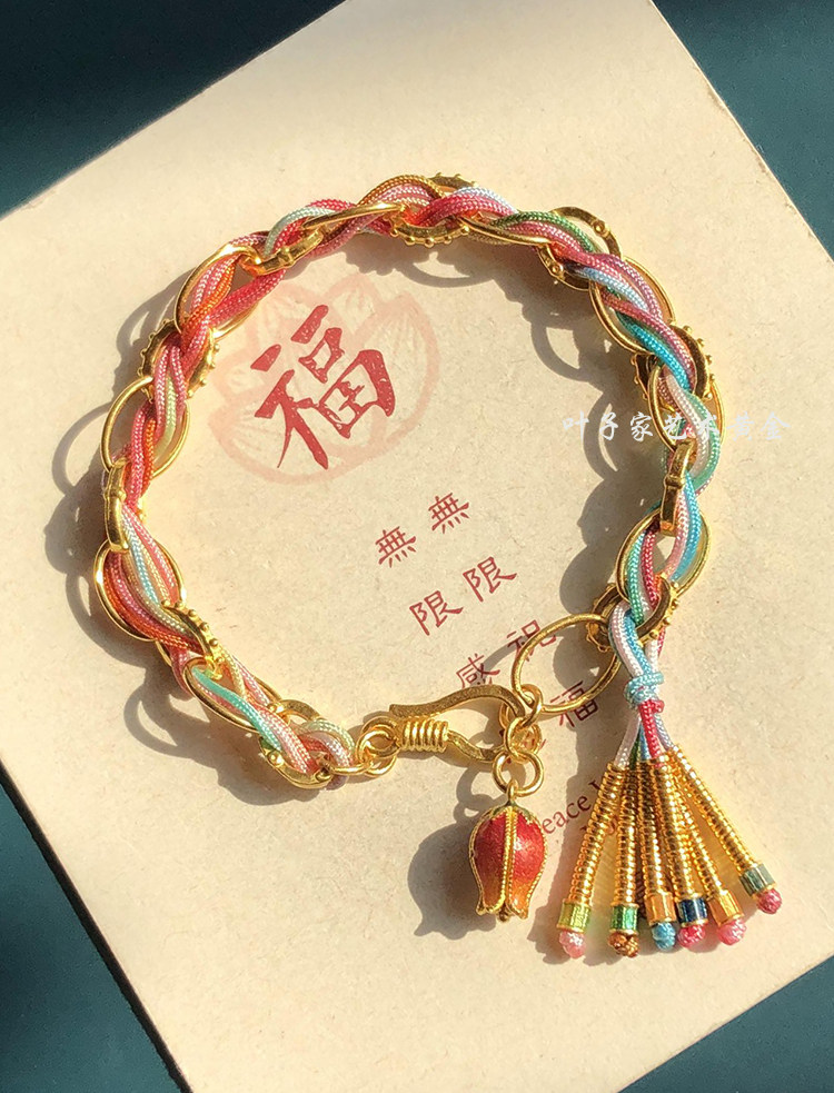 高温烧蓝手工掐丝郁金香吊坠足金链子DIY编织款详情1