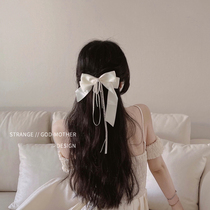 Butterfly Knot Pearl Streaming Su Hair Clip Woman Summer Thin Spring Clip Spring Clip Rear Brain Spoon Clip Hair Clip Hair Accessories Temperament Hair Accessories