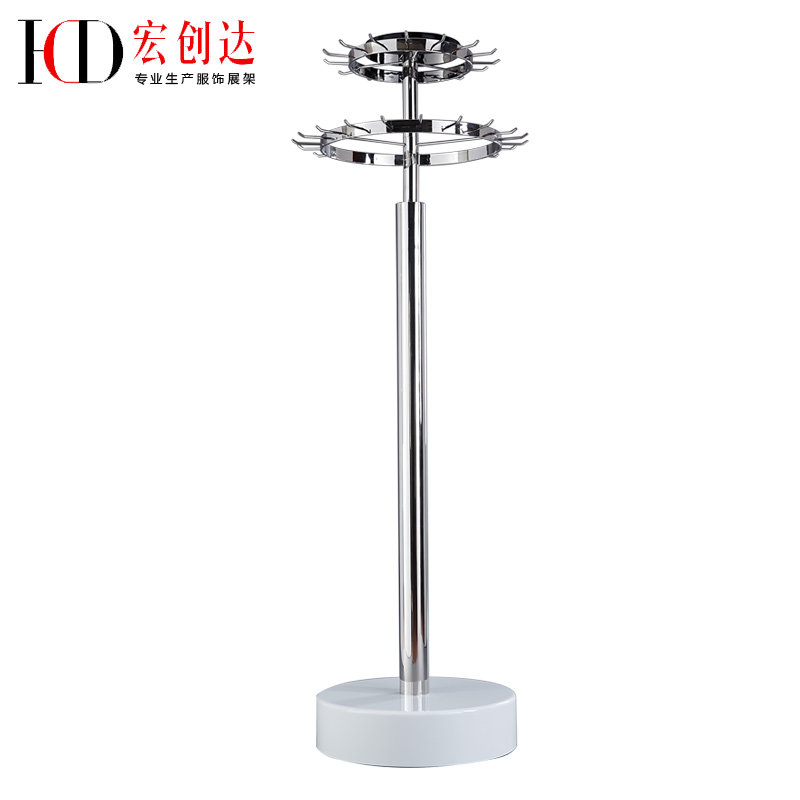 Rotating double belt rack Floor display rack Silk scarf tie Nakajima rack Clothing metal stainless steel belt rack