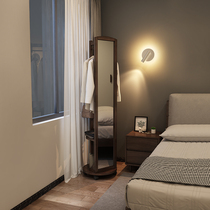 Solid wood household clothes mirror hanging hanger integrated full-length mirror rotating floor mirror mirror fitting mirror movable bedroom