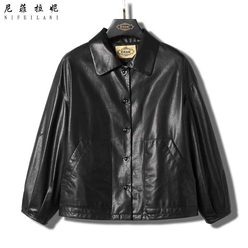 Eurostock 2022 new Early Spring Hainen genuine leather leather clothes Women Short Loose Korean Version Sheep Leather Jacket Casual Jacket