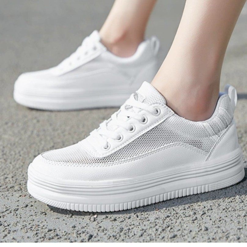 High and low foot custom length leg single only heightening invisible supplement high leather mesh surface breathable casual left and right foot correction shoes