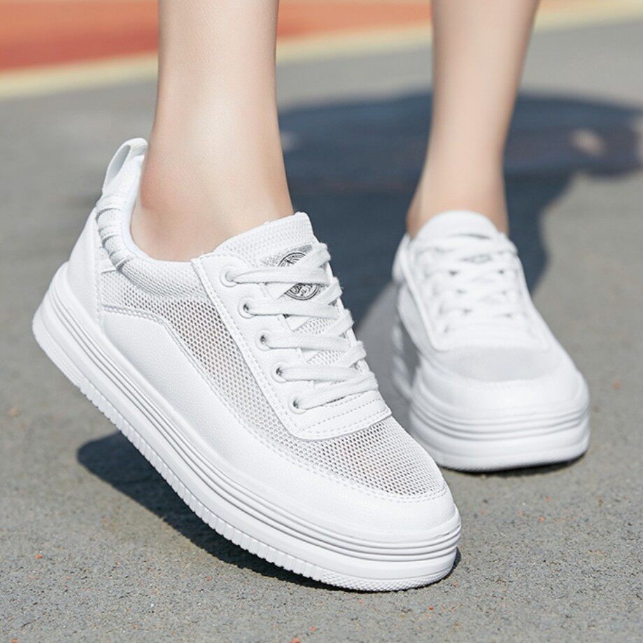 Summer mesh new small white shoes women's shoes custom long and short legs high and low feet left and right feet complementary single invisible increase