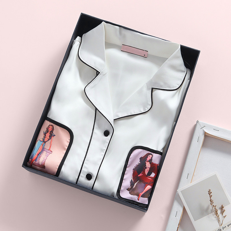 Ice silk pajamas women's summer spring and autumn short-sleeved two-piece set thin cute net red popular home clothes set can be worn outside