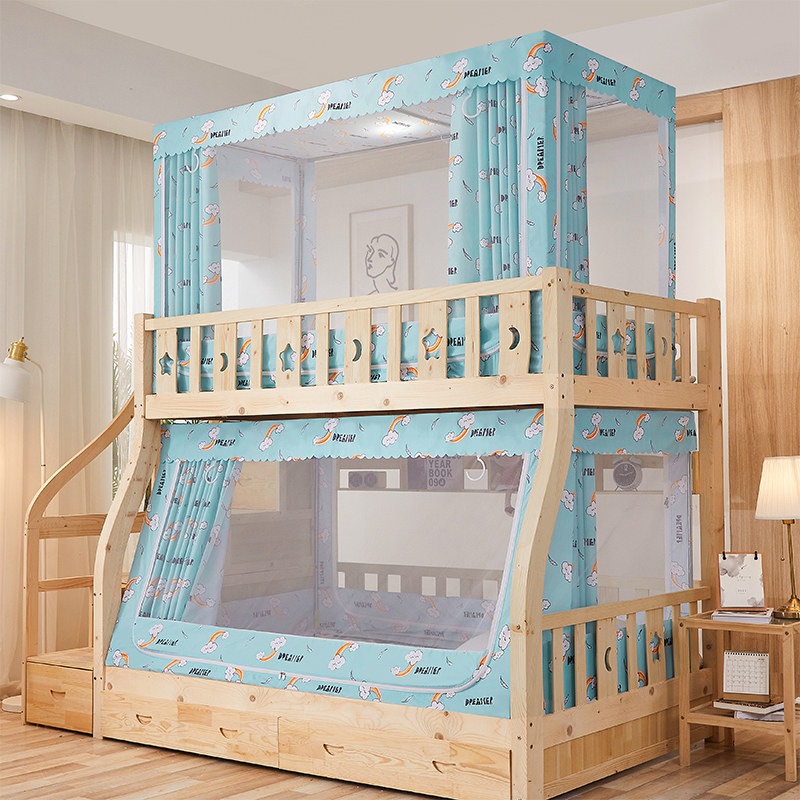 Bed shade of bed bed net covering bed in one-size zipper dust-resistant top up and down bed double bed ladder shape