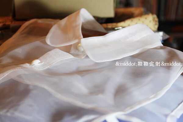 Украшение на воротник 粒粒定制 复古假领子衬衫式 透明欧根纱欧美 小圆领 惊艳包邮