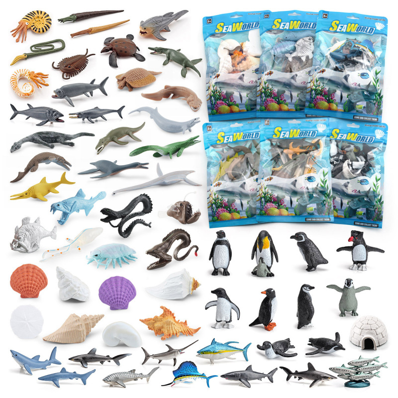 Cross-Border Realistic Models of Arctic and Antarctic Animals, Prehistoric Marine Animals, Oceanic Fish, Shells, Penguin Models, Ornaments, and Toys