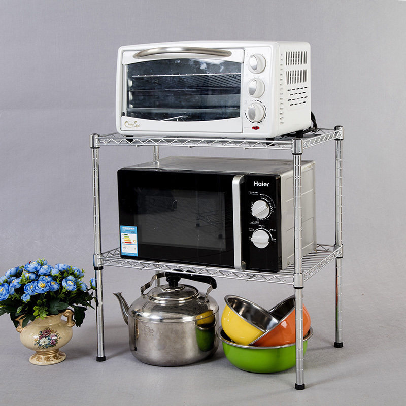 Kitchen Supplies Shelf 2 layers Stainless Steel Color Shelve Microwave rack Two floor Countertop Containing Shelf Finishing Racks
