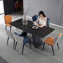 Italian rock plate dining table and chair combination Small apartment Nordic simple modern Rectangular light luxury marble household dining table