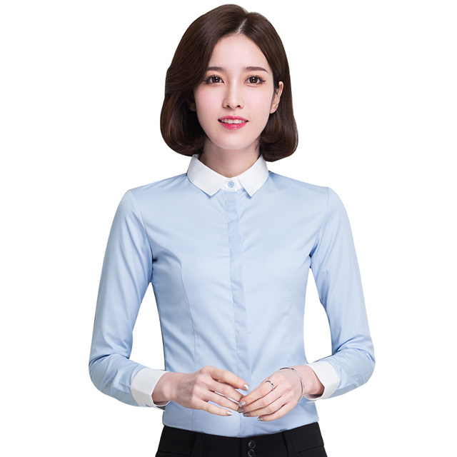 White shirt women's long-sleeved professional formal work clothes Korean style large size slim white shirt women's work clothes spring new style