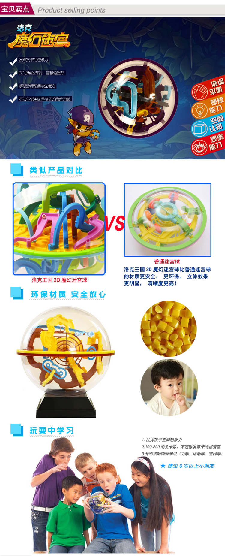 Locke Kingdom Maze Ball Đồ chơi giáo dục 3D Stereo Mê cung Bóng ma Yêu ma thuật Trí thông minh Balls Balls Trẻ em đồ chơi mầm non
