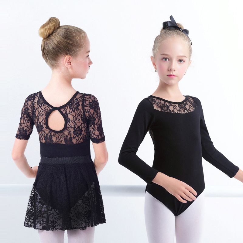 Dance clothes children's women's black ballet skirt spring and autumn lace two-piece suit Chinese dance body suit dancing clothes