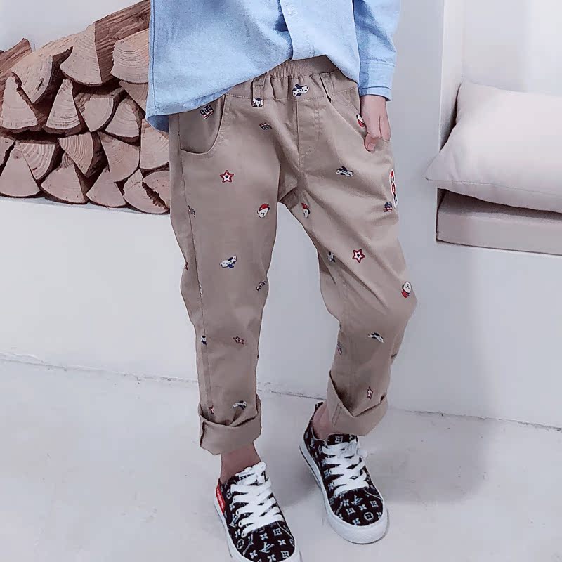 Pom Gấu trẻ em mùa thu mới Childrens Korean Style Casual Pants Xuân Thu trai Dài quần triều mùa xuân