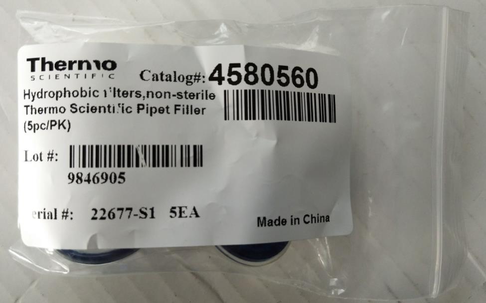 Thermo赛默飞 S1电动移液器配件疏水性滤器0.45um 5个/包 4580560