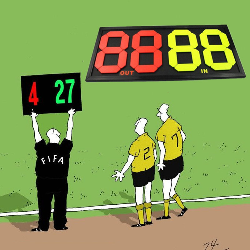 Football match substitution card 4 digits 2 digits Double-sided fluorescent display Four digits 2 digits manual number change number turn number scoreboard