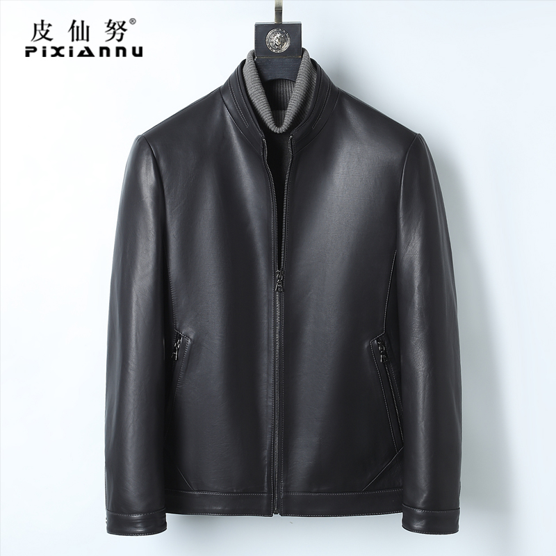 Imported first layer tire cowhide leather leather clothing men's short stand-up collar leather jacket casual slim handsome new jacket