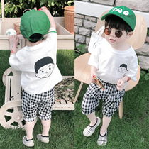  2021 childrens summer clothes boys T-shirt short-sleeved t-shirt pure cotton Korean version of small and medium-sized boys tops loose childrens clothing trend