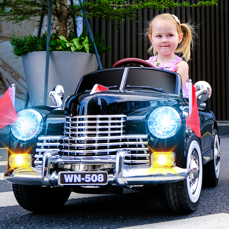 Children's electric car baby retro old car can ride children remote control four wheels car baby rocking toy child car