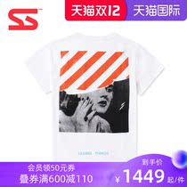 OFF WHITE Marilyn Monroe Splice WHITE Print Short Sleeve Tide Brand Casual Sports Mens T-shirt