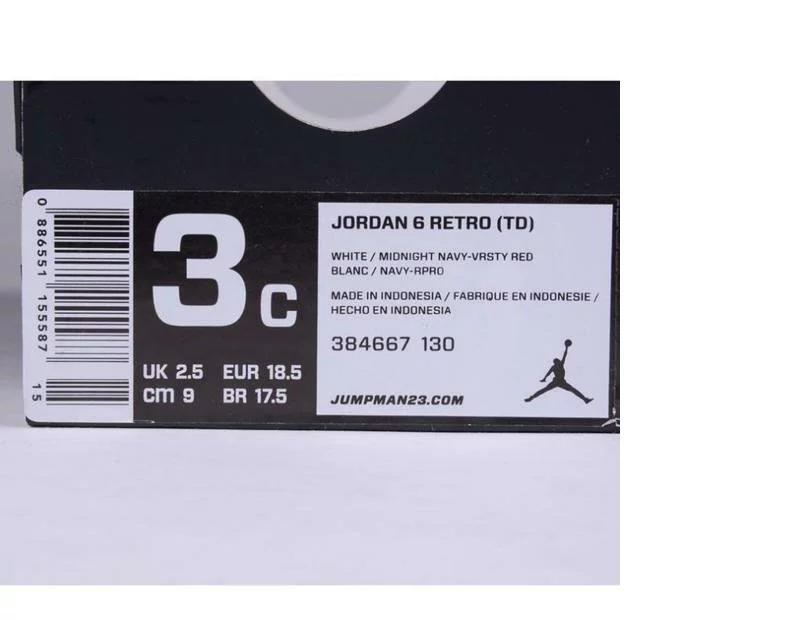 Air Jordan 6 Retro TD AJ6 Joe 6 Giày em bé 384667-130 - Giày dép trẻ em / Giầy trẻ