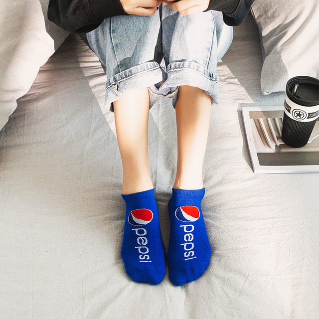 Pepsi Cola socks hip-hop hip-hop Harajuku ຜູ້ຊາຍແລະແມ່ຍິງ socks ສັ້ນ socks ຕ່ໍາສຸດ trendy socks ກິລາ skateboard ສະບັບພາສາເກົາຫຼີຖະຫນົນ