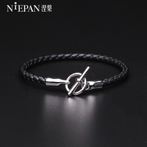 Woven calfskin bracelet ins niche design 925 silver plated rose gold red rope bracelet female fashion simple