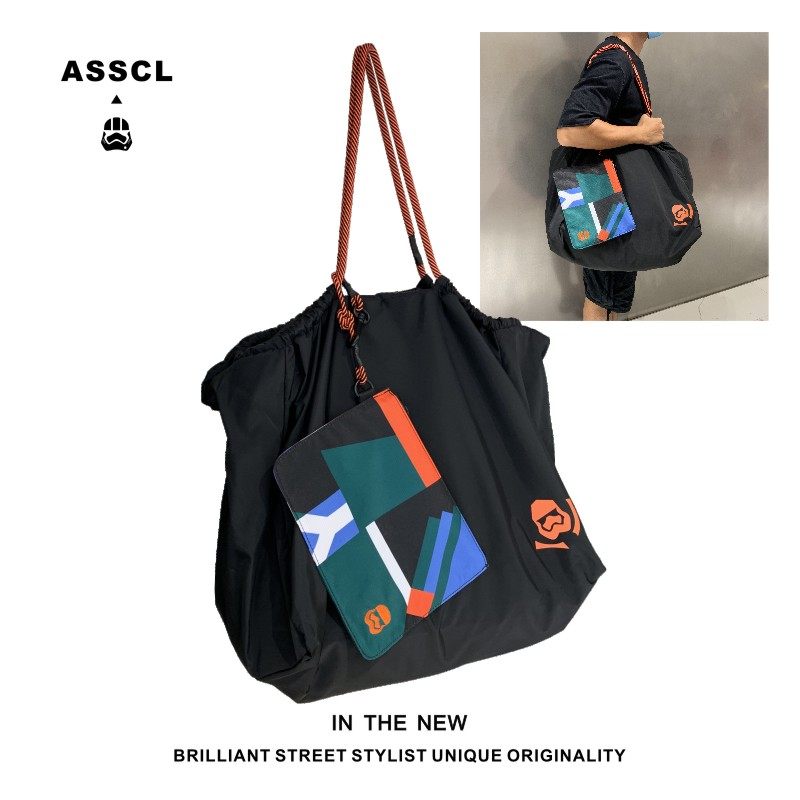 Trendy men's street shoulder handbag large capacity sports fitness bag travel bag ins super hot shopping tote bag female