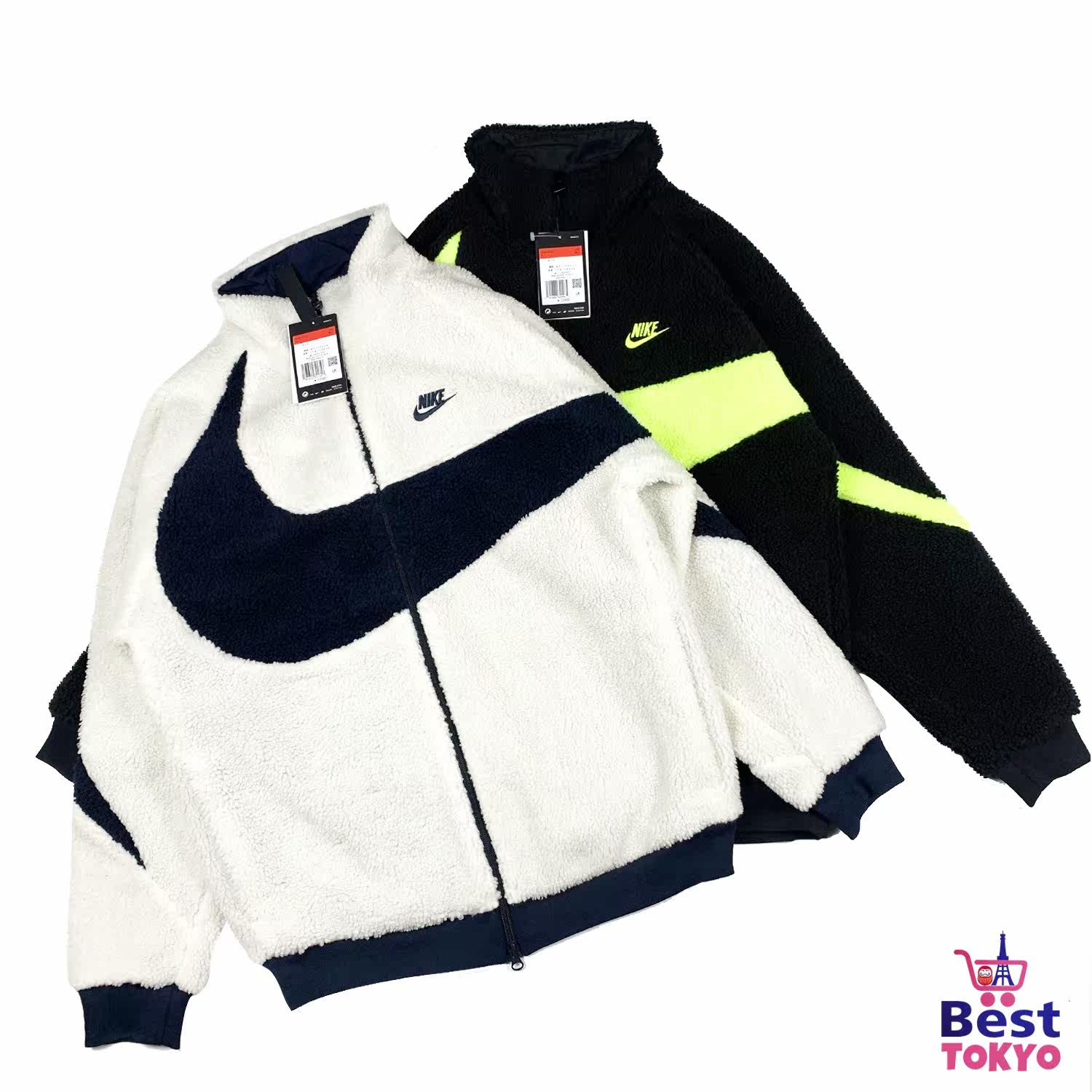 Spot Nike Big Swoosh Japan limited large logo polar fleece double-sided couple jacket 20aw