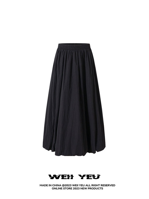 Weii Yeu Summer New Balloon Long Skirt American Style High-Waisted Floral A-Line Skirt Casual Loose Versatile Half Skirt