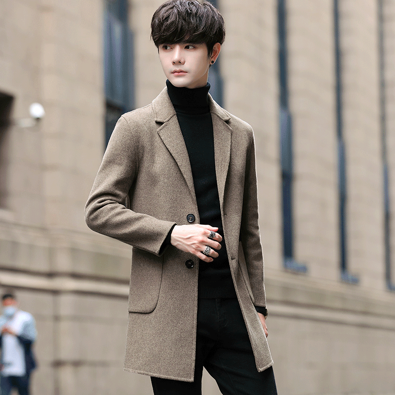 Autumn woolen overcoat men in the long Korean version of the slim trend of double-faced girls coat Ni windbreaker wool Ni leisure
