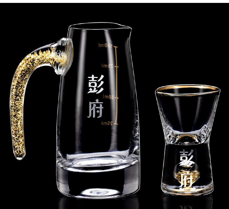 Ликер Cup 私人订制水晶玻璃白酒杯 家用高档金箔酒杯一口杯无铅水晶分酒器 ANCE