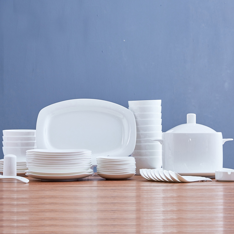 The dishes suit household of Chinese style ipads porcelain tableware suit contracted combination dishes tangshan 56 pure white porcelain