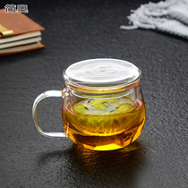Tea glass tea cup with lid with filter transparent round fun fat Cup Mushroom Cup office tea cup