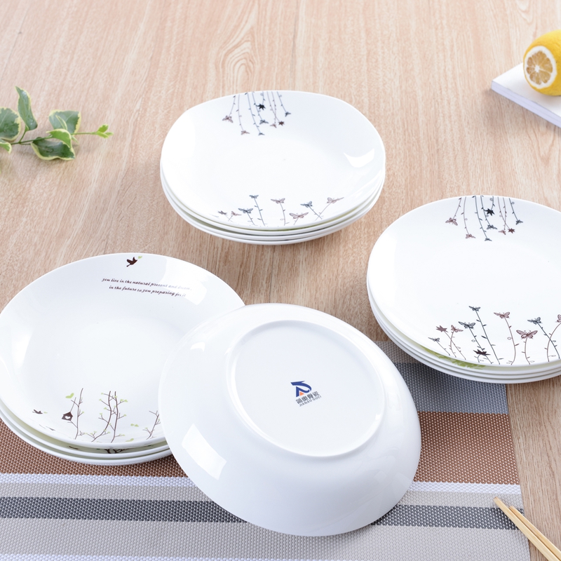 Ipads porcelain dish plate disc ceramic household various size square plate disc fuscescens plate tree Korean series