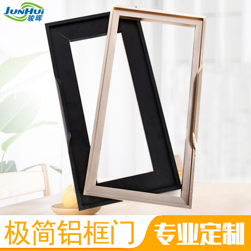 Aluminum alloy frame minimalist wardrobe transparent narrow side glass cabinet door new black luxury cabinet display cabinet custom made