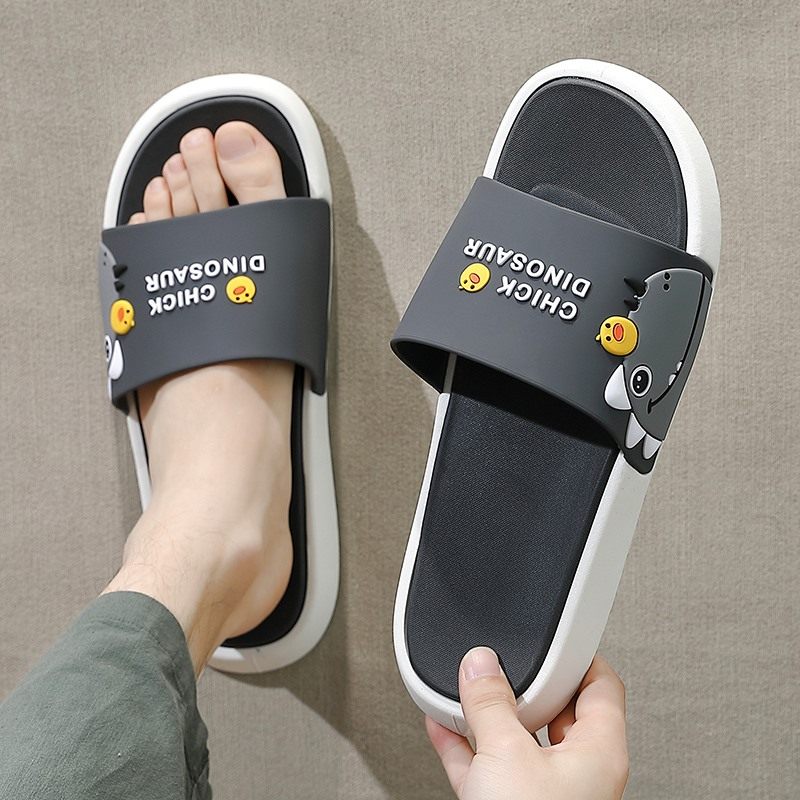 Japanese men's slippers summer thick bottom non-slip cartoon bathroom bath non-slip outer wear couple sandals men