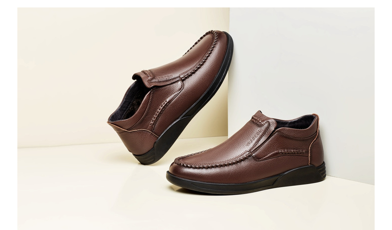 Giày nam Yier Khang giày mùa đông giày nam Giày da nam cộng với nhung ấm da thật Giày da nam giầy sneaker