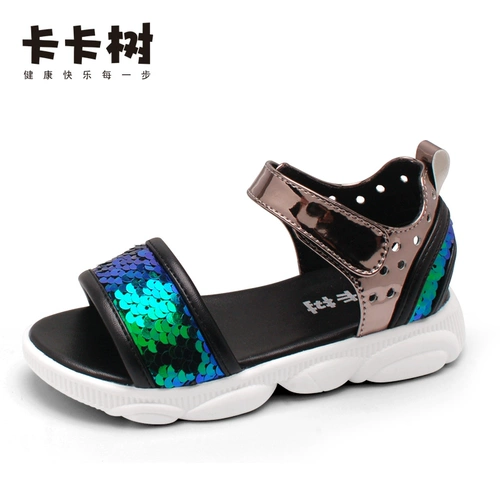 Модные сандалии, летние блестки для ногтей, 2020, новая коллекция, в корейском стиле, популярно в интернете, подходит для подростков, мягкая подошва