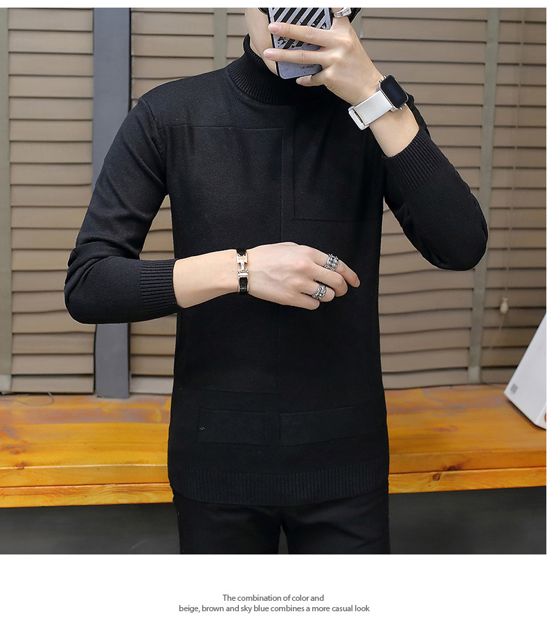 Áo len cổ cao nam mùa thu đông mới phiên bản Hàn Quốc của chàng thanh niên tự tu luyện xu hướng áo len nam đẹp trai đồ nam