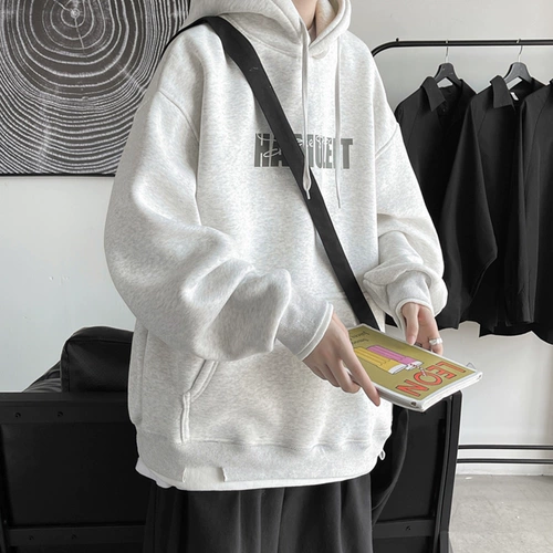 Демисезонная толстовка с капюшоном, комплект с буквами для отдыха, куртка, флисовый балахон, в американском стиле