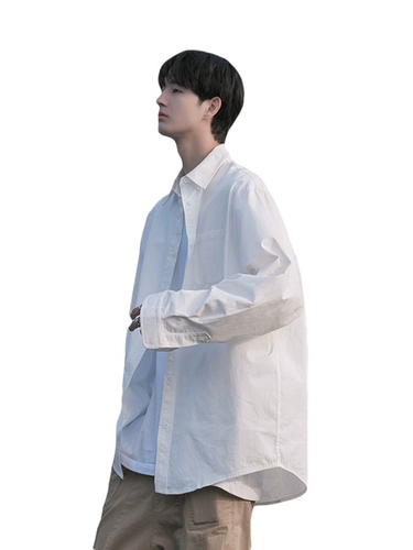 Белая демисезонная японская цветная рубашка для отдыха, универсальная куртка, осенняя, оверсайз